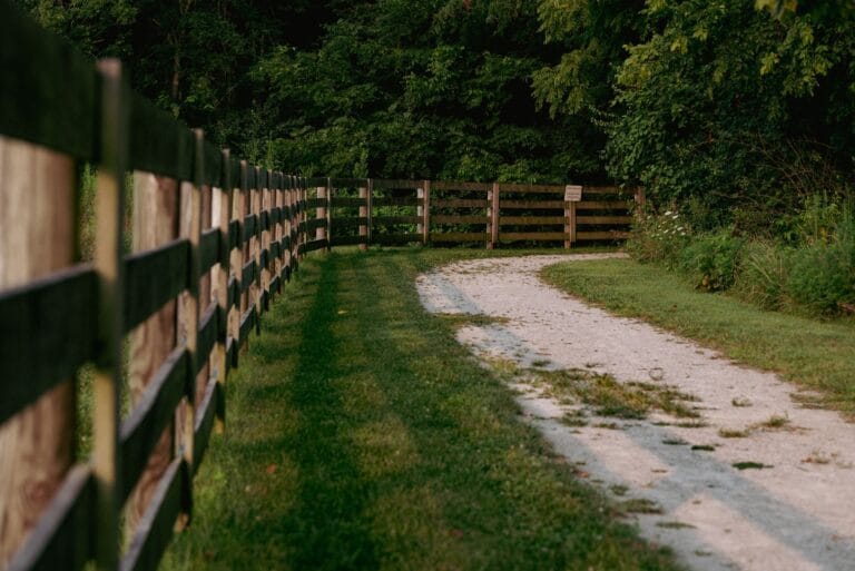a path next to a fence